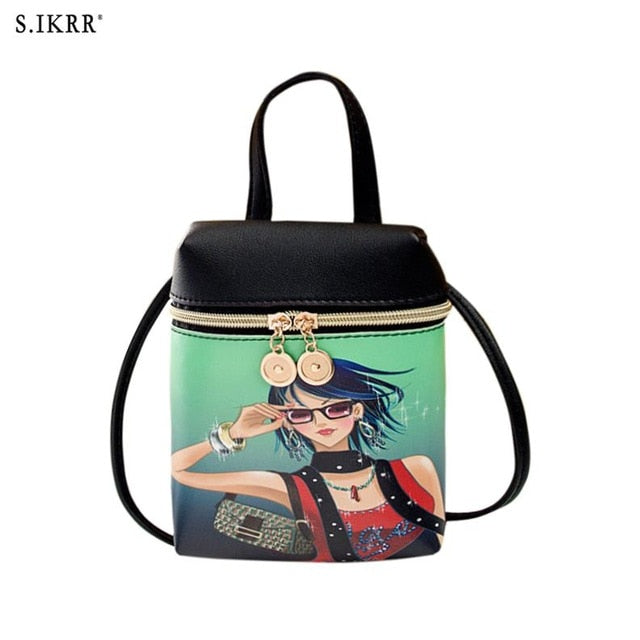 S.IKRR Fashion PU Leather Mini Women Mobile Phone Bags Crossbody Cute Cartoon Bear Handbag Female Multi-function Shoulder Bags