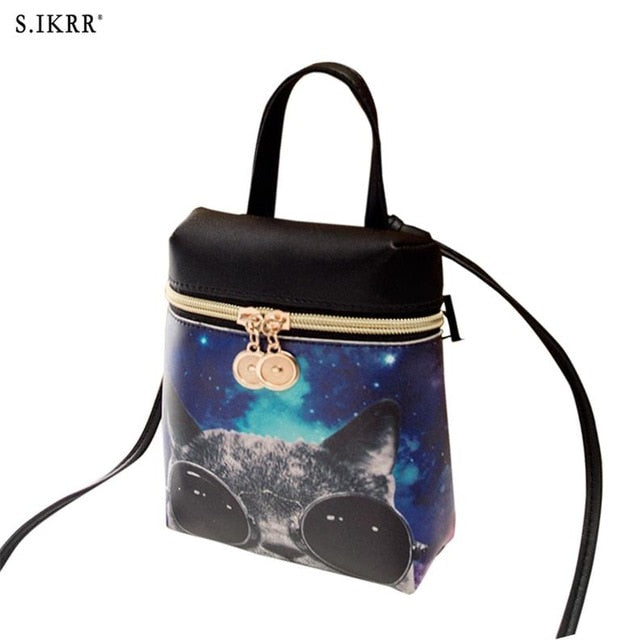 S.IKRR Fashion PU Leather Mini Women Mobile Phone Bags Crossbody Cute Cartoon Bear Handbag Female Multi-function Shoulder Bags