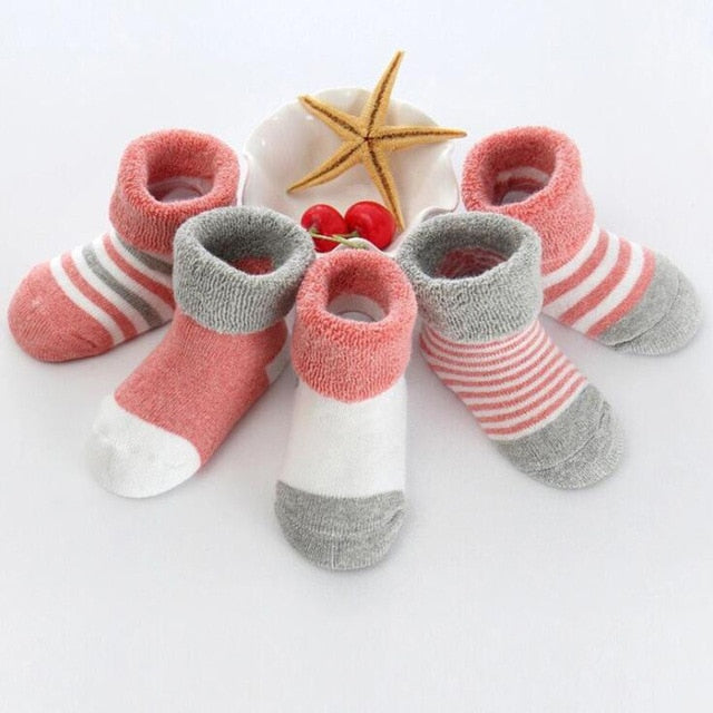 5 Pair/lot new cotton thick baby toddler socks autumn and winter warm baby foot sock