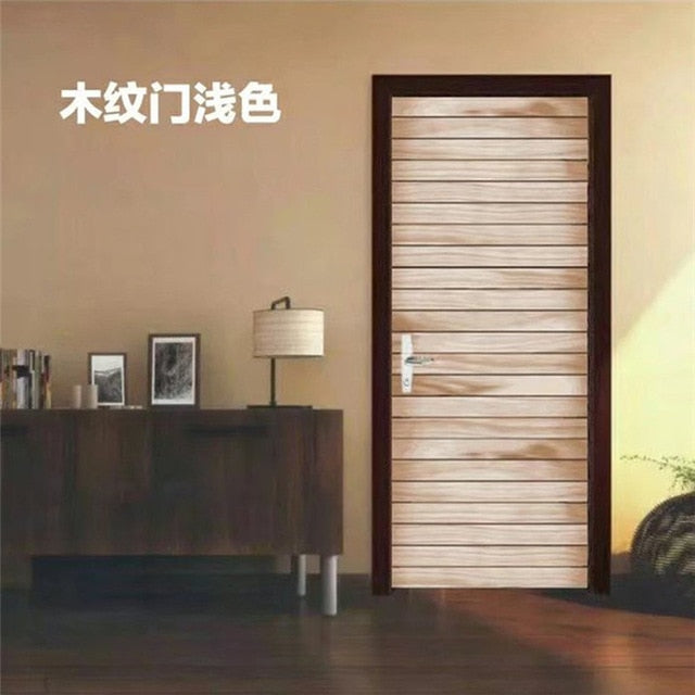 Western Bar Wood Door Stickers DIY Self-adhesive Waterproof Wallpaper for Door Home Decoration Bedroom Living Room Mural Decals