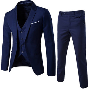 HEFLASHOR 2019 3Pc (jacket + Vest + Trouser) Male Business Dress Cultivate Spring Suit Solid Casual Office Suit Wedding Suits