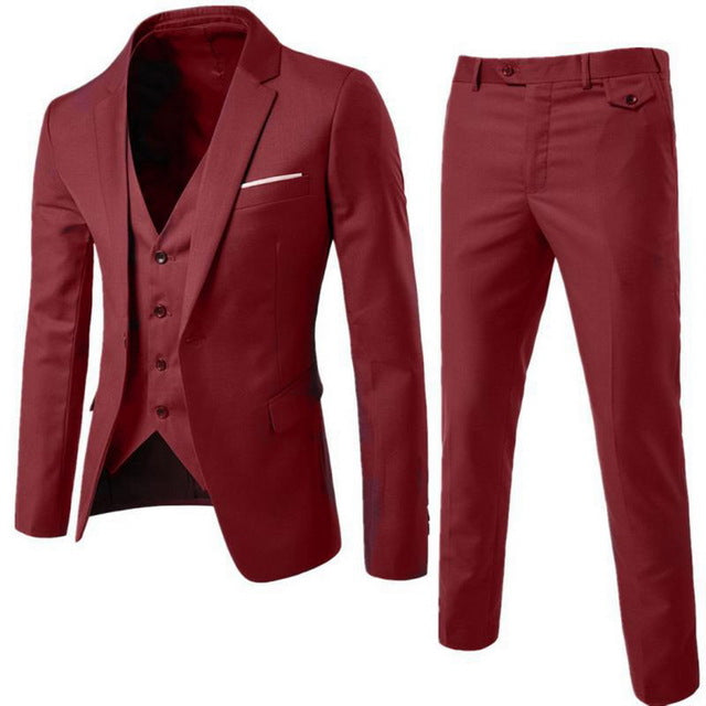 HEFLASHOR 2019 3Pc (jacket + Vest + Trouser) Male Business Dress Cultivate Spring Suit Solid Casual Office Suit Wedding Suits