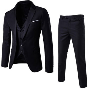 HEFLASHOR 2019 3Pc (jacket + Vest + Trouser) Male Business Dress Cultivate Spring Suit Solid Casual Office Suit Wedding Suits