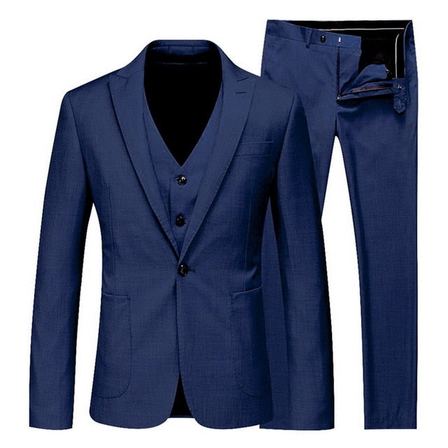 HEFLASHOR 2019 3Pc (jacket + Vest + Trouser) Male Business Dress Cultivate Spring Suit Solid Casual Office Suit Wedding Suits