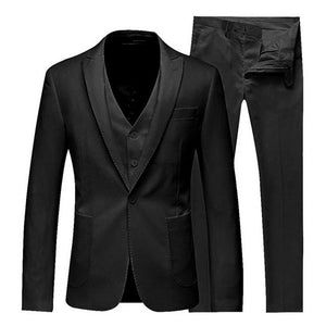 HEFLASHOR 2019 3Pc (jacket + Vest + Trouser) Male Business Dress Cultivate Spring Suit Solid Casual Office Suit Wedding Suits