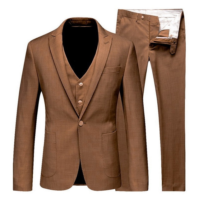 HEFLASHOR 2019 3Pc (jacket + Vest + Trouser) Male Business Dress Cultivate Spring Suit Solid Casual Office Suit Wedding Suits