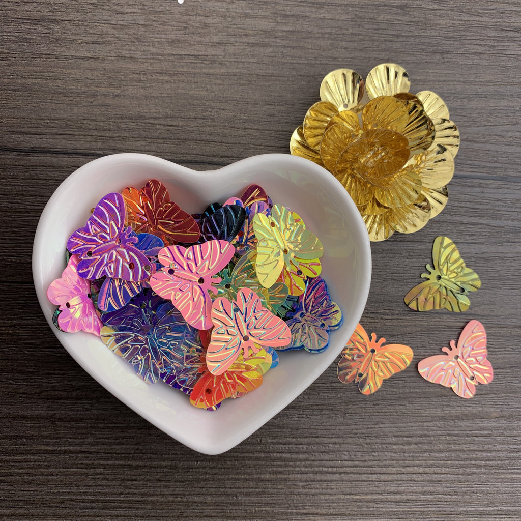 150pcs(15g)Butterfly sequins 20mm butterfly shape beads handmade children's hair accessories DIY clothing accessories