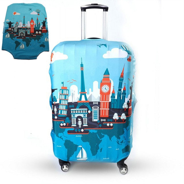 TRIPNUO Thicker Blue City Luggage Cover Travel Suitcase Protective Cover for Trunk Case Apply to 19''-32'' Suitcase Cover