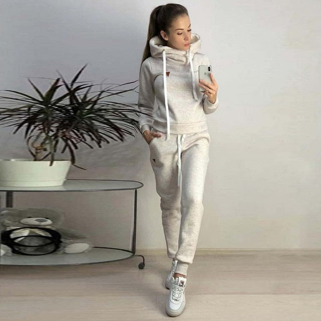 2019 Autumn Winter Female Two Piece Sets Tracksuit For Women Long Sleeve Jackets And Pants Two Piece Set Warm Outfits Women Suit