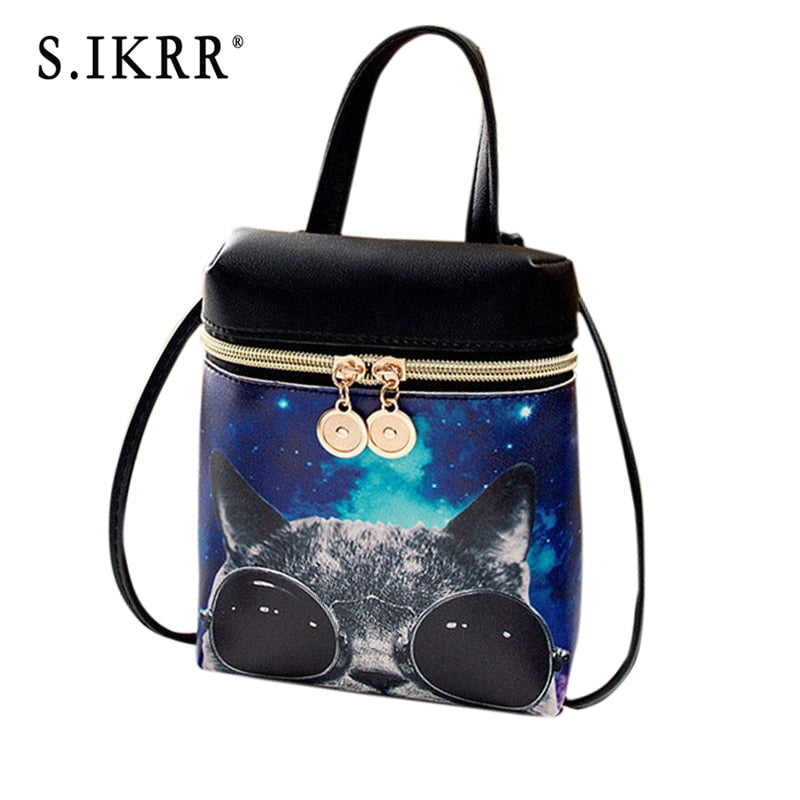 S.IKRR Fashion PU Leather Mini Women Mobile Phone Bags Crossbody Cute Cartoon Bear Handbag Female Multi-function Shoulder Bags