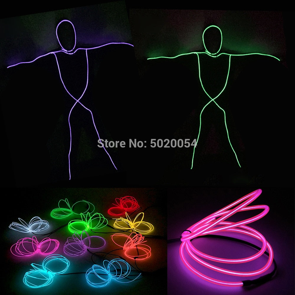 Classic EL Wire Clothing Neon Led Costume Dance Light Up Glowing Costume Men Halloween Christmas Flashing Suit