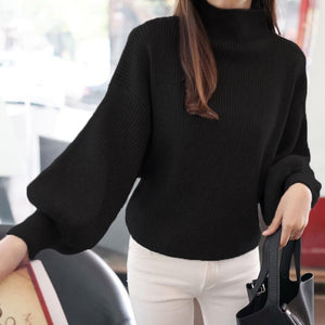 DRL 2019 New Winter Women Sweaters Fashion Turtleneck Batwing Sleeve Pullovers Loose Knitted Sweaters Female Jumper Tops 7color