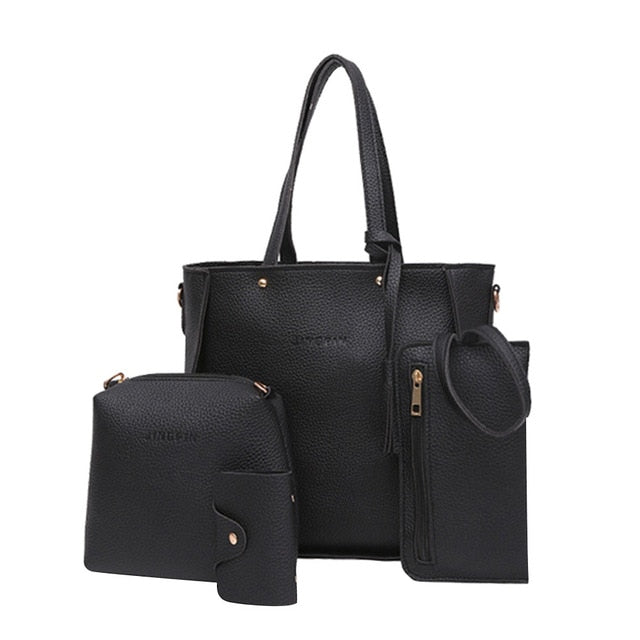 4pcs Woman Bag Set 2019 New Fashion Female Purse and Handbag Four-Piece Shoulder Bag Tote Messenger Purse Female Bag Ladies Set