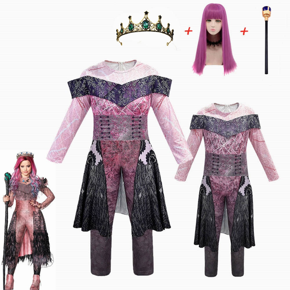Pink Audrey Costumes girl Halloween Costumes for Kids Fancy Party women Costume evie descendants 3 Mal Cosplay Fantasia costumes