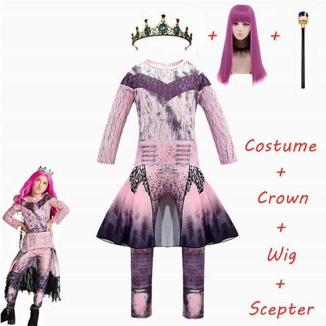 Pink Audrey Costumes girl Halloween Costumes for Kids Fancy Party women Costume evie descendants 3 Mal Cosplay Fantasia costumes