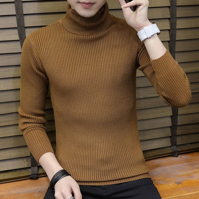 Streetwear Turtleneck Men Sweaters Autumn Winter Warm Turtle Neck Vintage Braided Knitted Slim Fit Pullover Mens Top Jumpers 3XL