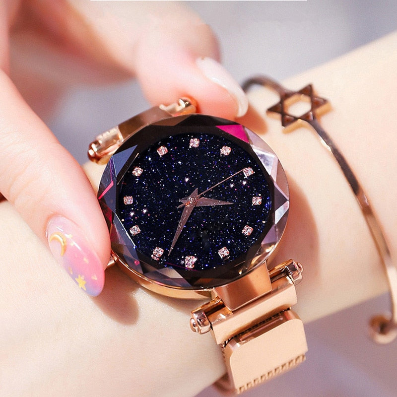 Starry Sky Women Watch reloj mujer 2019 Rose Gold Magnetic Quartz Wristwatch Ladies Diamond Watch Female Clock relogio feminino