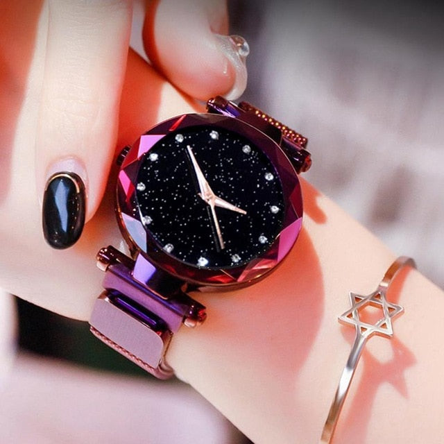 Starry Sky Women Watch reloj mujer 2019 Rose Gold Magnetic Quartz Wristwatch Ladies Diamond Watch Female Clock relogio feminino