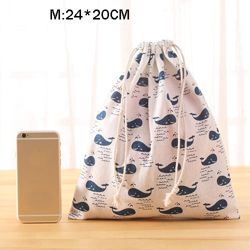 eTya Fashion Portable Drawstring bags Girls Shoes Bags Women Cotton Travel Pouch Storage Clothes handbag High Quality Makeup bag