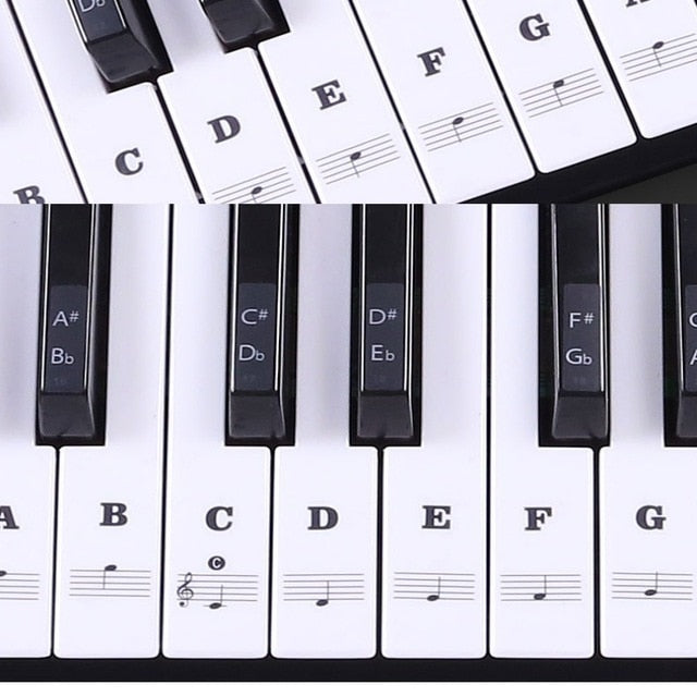 Piano Sticker Transparent Piano Keyboard Sticker 54/61/88 Key Electronic Keyboard 88 Key Piano Stave Note Sticker For Piano Keys