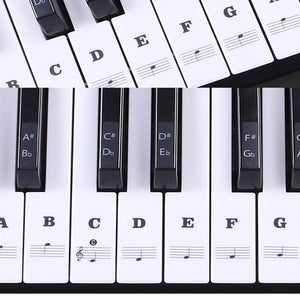 Piano Sticker Transparent Piano Keyboard Sticker 54/61/88 Key Electronic Keyboard 88 Key Piano Stave Note Sticker For Piano Keys