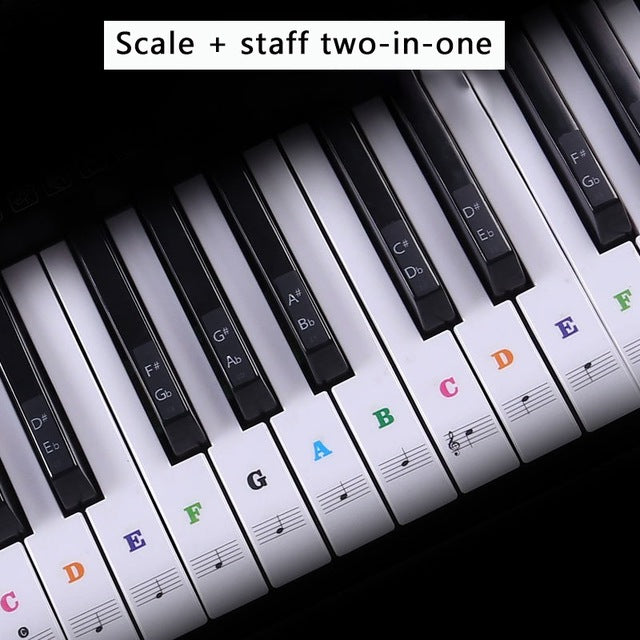 Piano Sticker Transparent Piano Keyboard Sticker 54/61/88 Key Electronic Keyboard 88 Key Piano Stave Note Sticker For Piano Keys