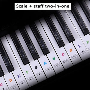 Piano Sticker Transparent Piano Keyboard Sticker 54/61/88 Key Electronic Keyboard 88 Key Piano Stave Note Sticker For Piano Keys