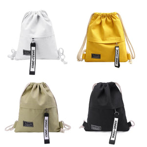 School Gym Drawstring Bag Cinch Sack Canvas Storage Pack Rucksack Backpack Pouch