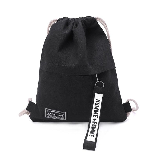 School Gym Drawstring Bag Cinch Sack Canvas Storage Pack Rucksack Backpack Pouch