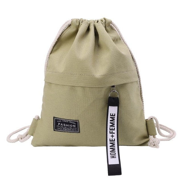 School Gym Drawstring Bag Cinch Sack Canvas Storage Pack Rucksack Backpack Pouch