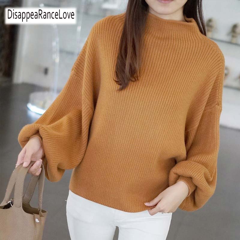 DRL 2019 New Winter Women Sweaters Fashion Turtleneck Batwing Sleeve Pullovers Loose Knitted Sweaters Female Jumper Tops 7color