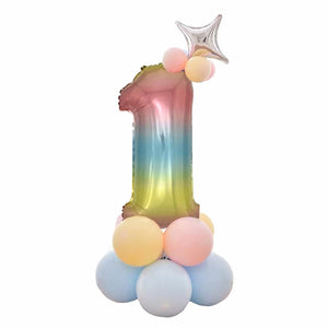 32 Inch Foil Gradient Digital Balloons Set Number Balloon Happy Birthday Balloons Party Decor Kids Cartoon Hat Toy
