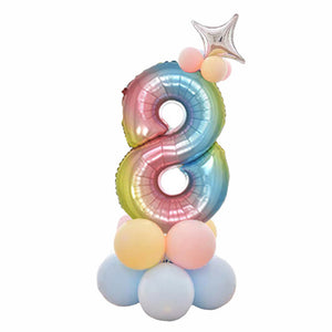 32 Inch Foil Gradient Digital Balloons Set Number Balloon Happy Birthday Balloons Party Decor Kids Cartoon Hat Toy