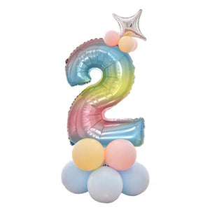 32 Inch Foil Gradient Digital Balloons Set Number Balloon Happy Birthday Balloons Party Decor Kids Cartoon Hat Toy