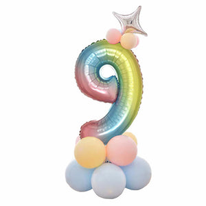 32 Inch Foil Gradient Digital Balloons Set Number Balloon Happy Birthday Balloons Party Decor Kids Cartoon Hat Toy