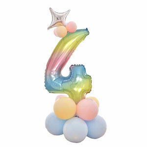 32 Inch Foil Gradient Digital Balloons Set Number Balloon Happy Birthday Balloons Party Decor Kids Cartoon Hat Toy