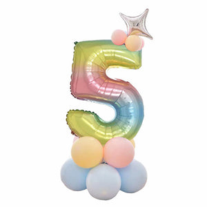 32 Inch Foil Gradient Digital Balloons Set Number Balloon Happy Birthday Balloons Party Decor Kids Cartoon Hat Toy